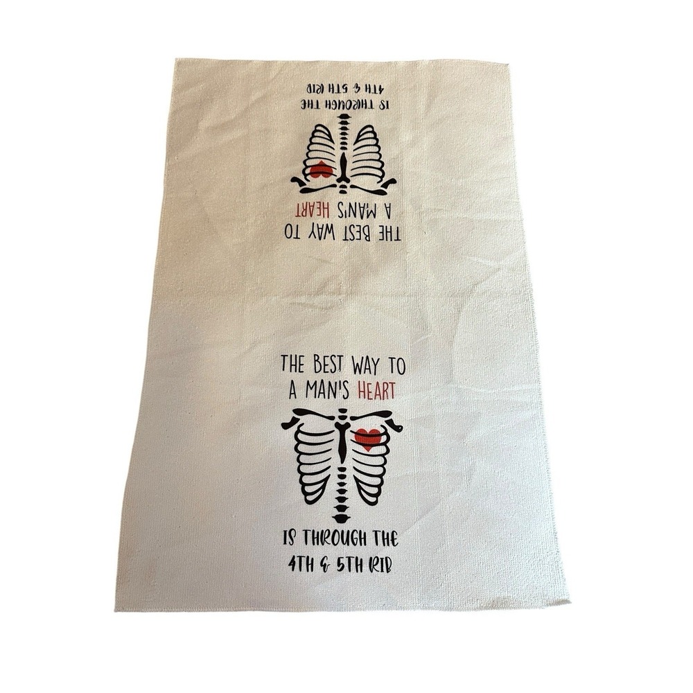 Halloween Horror Kitchen Hand Towel Microfiber Novelty Skeleton Ribs 15x23 White